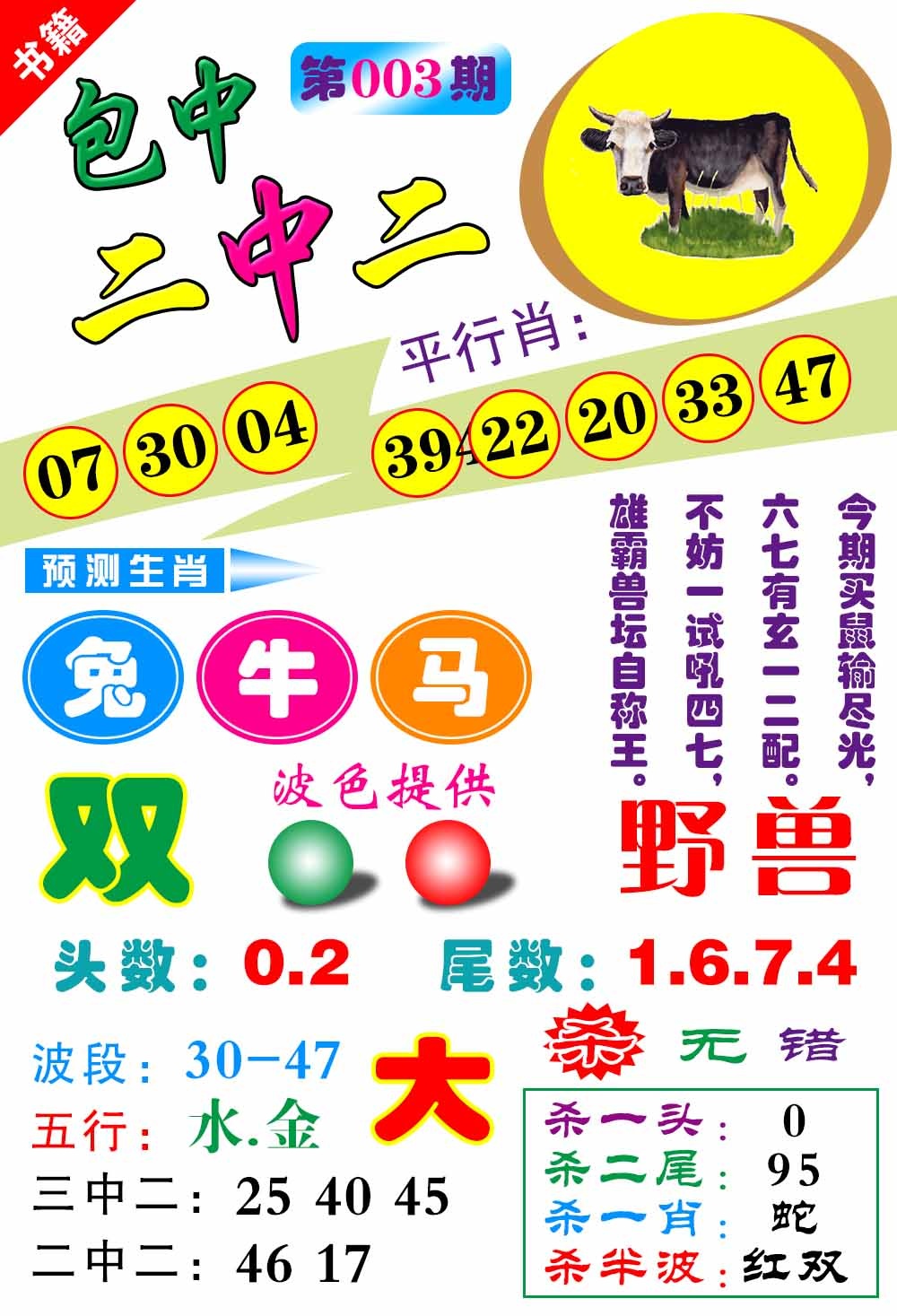 003期澳门预测生肖[图]