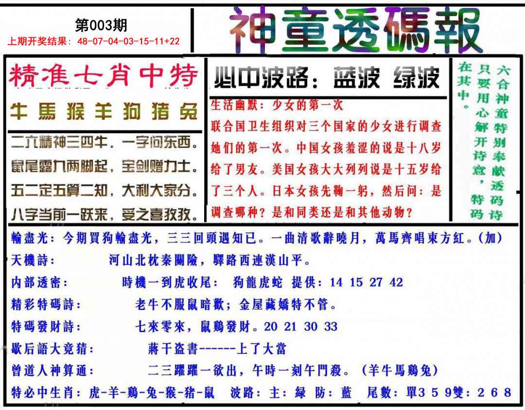 003期神童透码报[图]