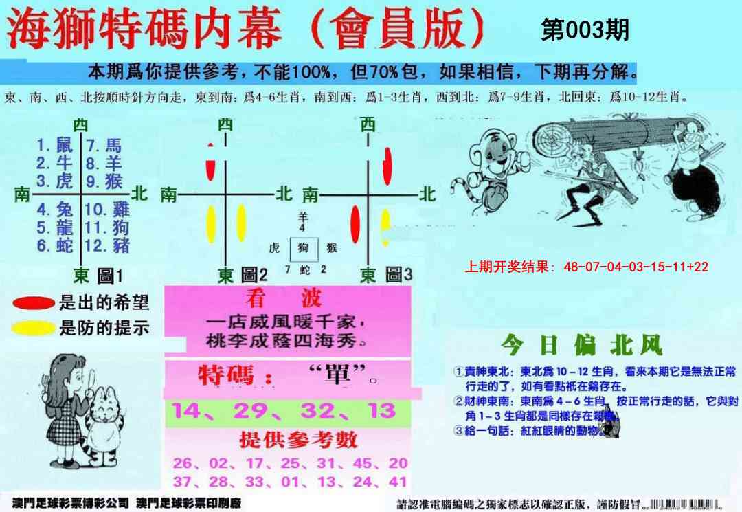 003期另版海狮特码内幕报[图]