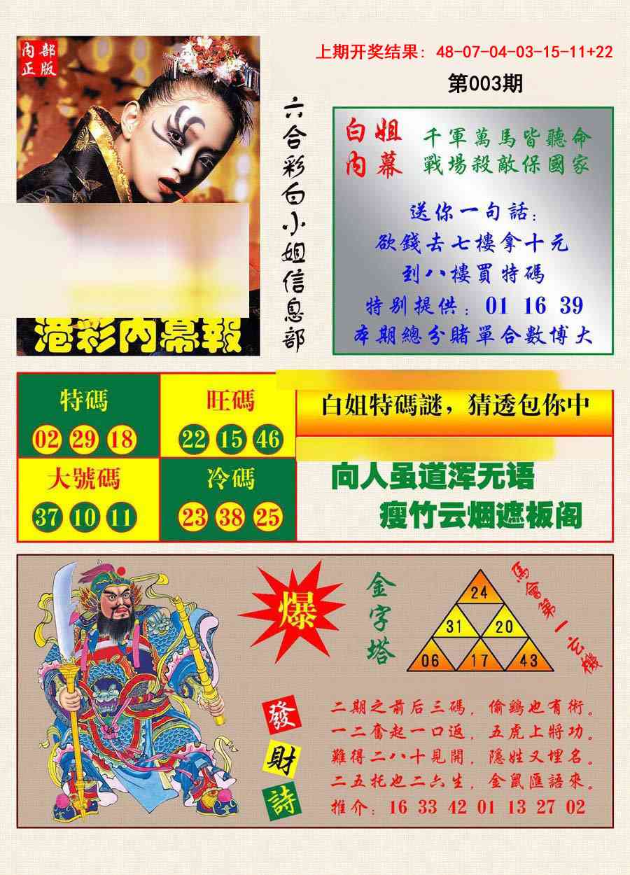 003期港彩内幕报[图]