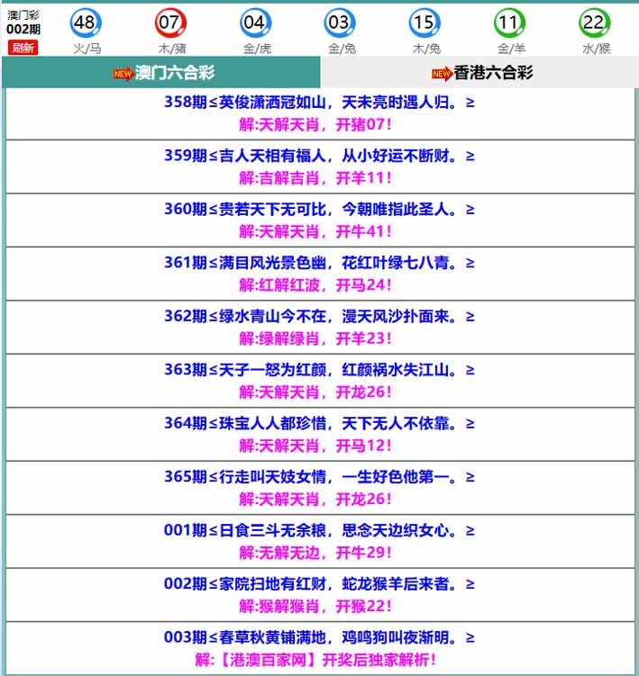 003期百家网玄机[图]